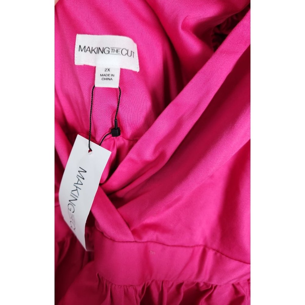 Making The Cut Women's 2X Magenta Ruffle Hi/Lo Midi Dress NWT - Picture 4 of 12